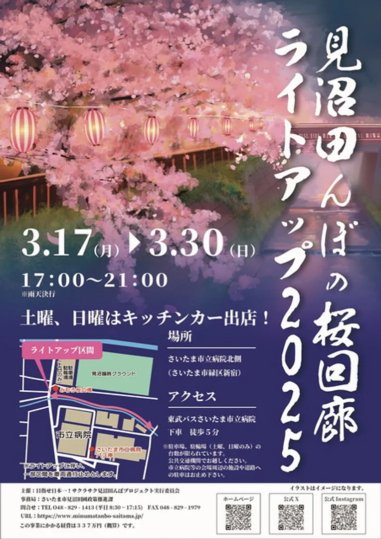見沼田んぼの桜回廊ライトアップ2025